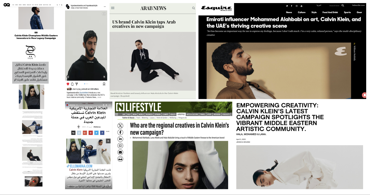 Calvin Klein Saudi cultural campaign press and talent